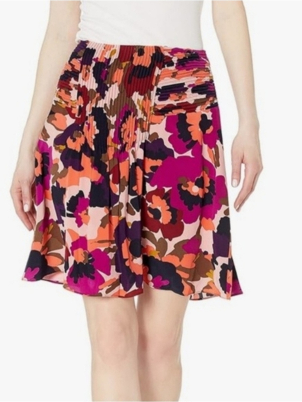 Trina Turk Diamond MacArthur Park Floral Silk Skirt Sz 8